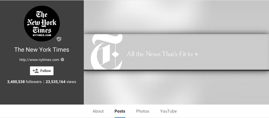 New York Times Google +