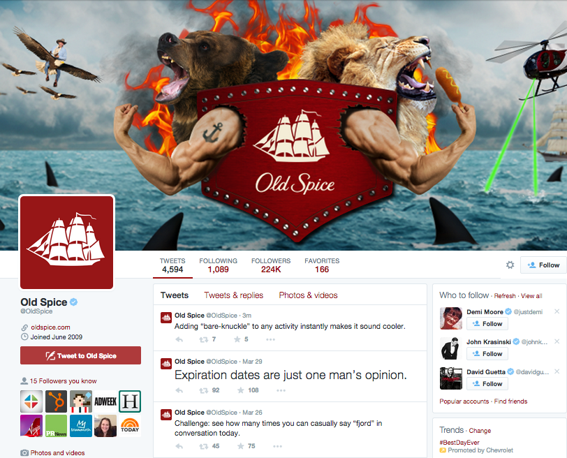 Old Spice Twitter page