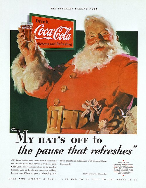 Santa as depicted in Coca-Cola's holiday marketing