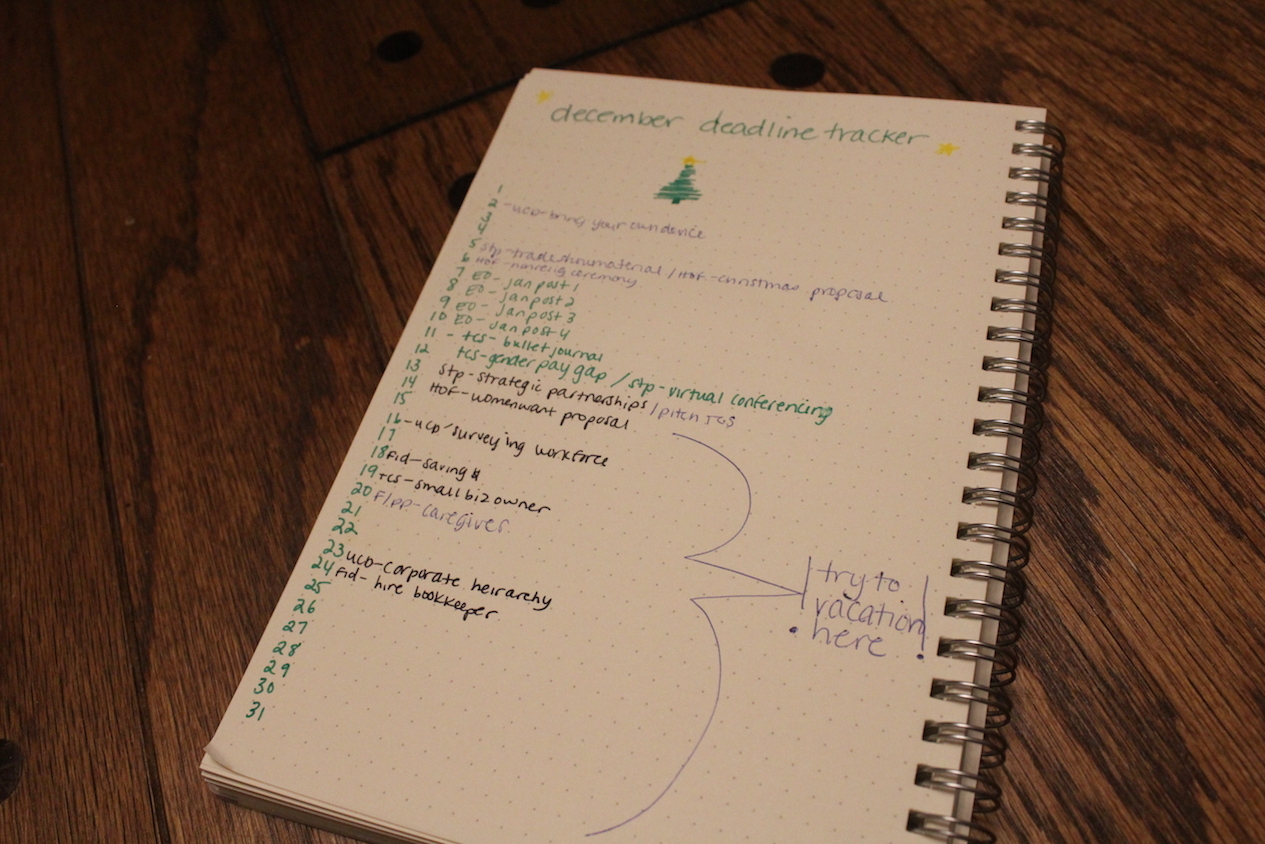 bullet journal erin ollila experiment deadline tracker