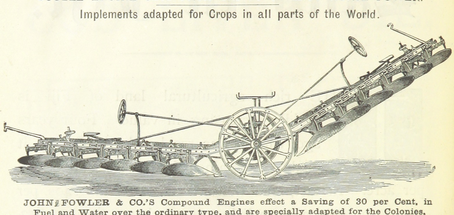 drawing of agricultural machinery from 1800s