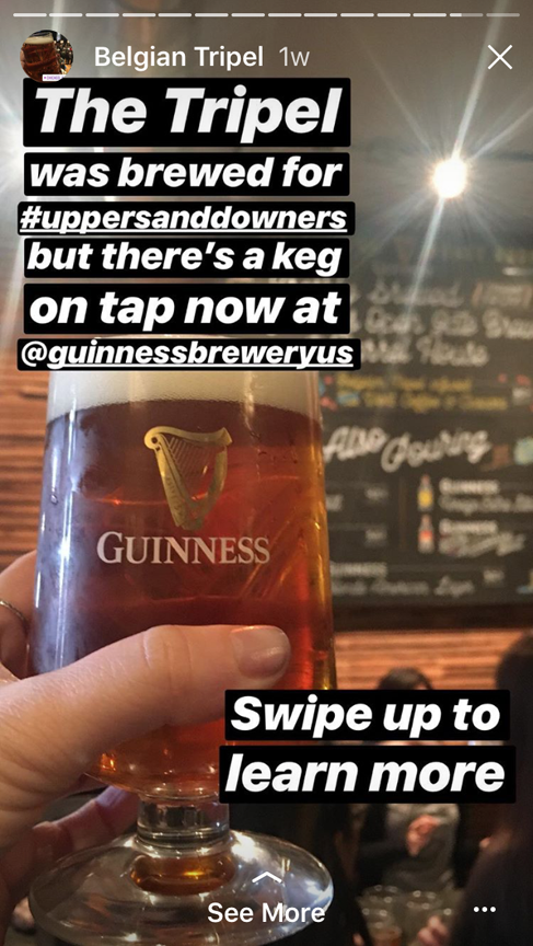 Guinness digital storytelling on Instagram