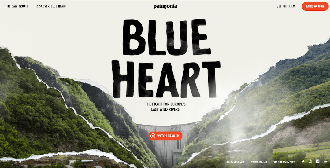 Image of the Blue Heart film homepage