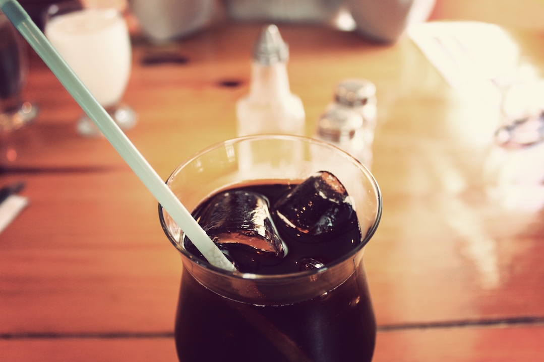 Closeup of a glass of cola