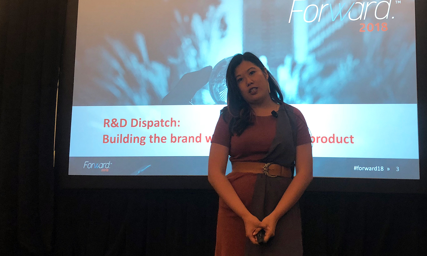 Christine Del Castillo of Fidelity Labs presents during Forward 2018