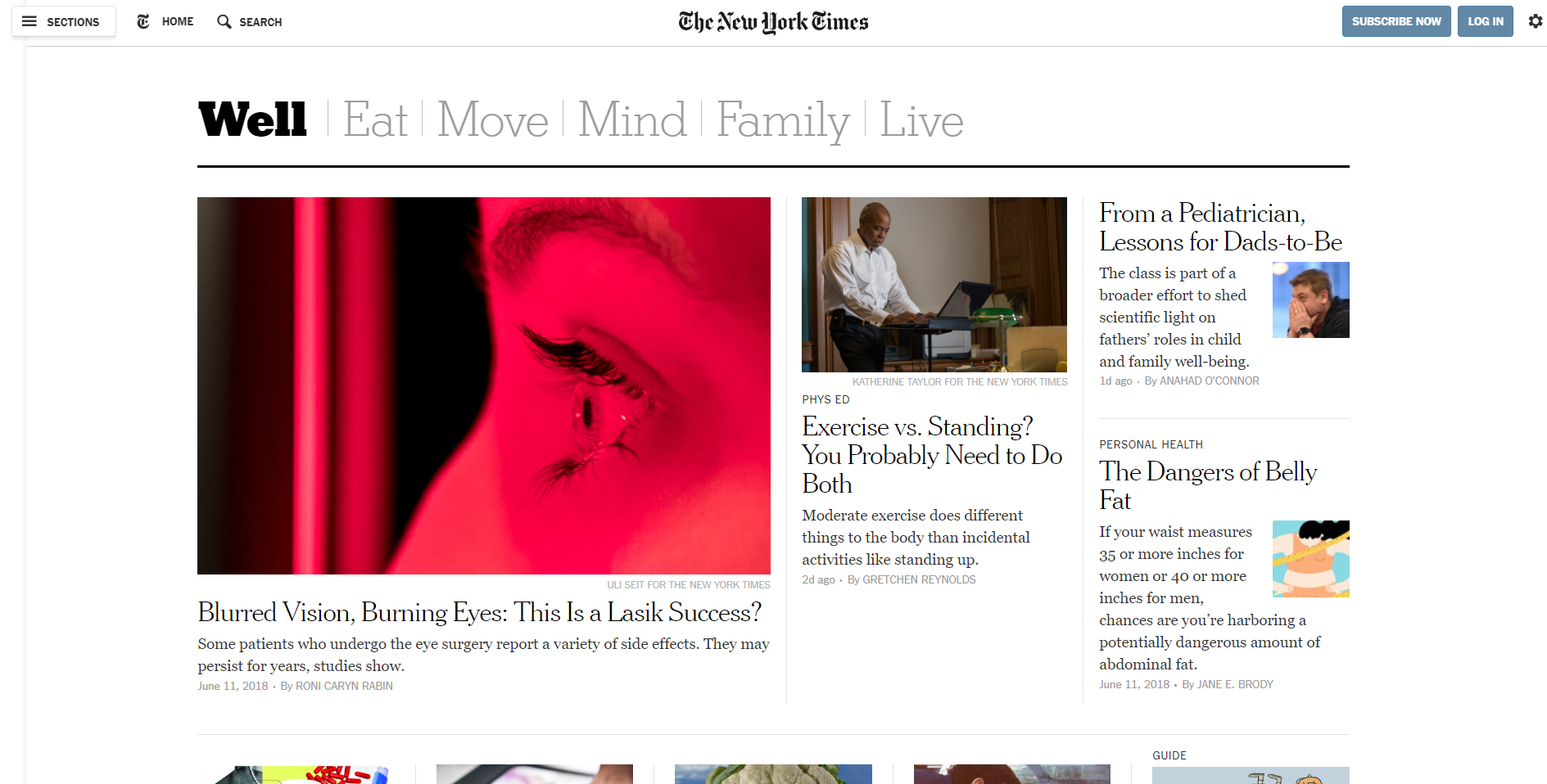 Screenshot of the New York Times Well Section