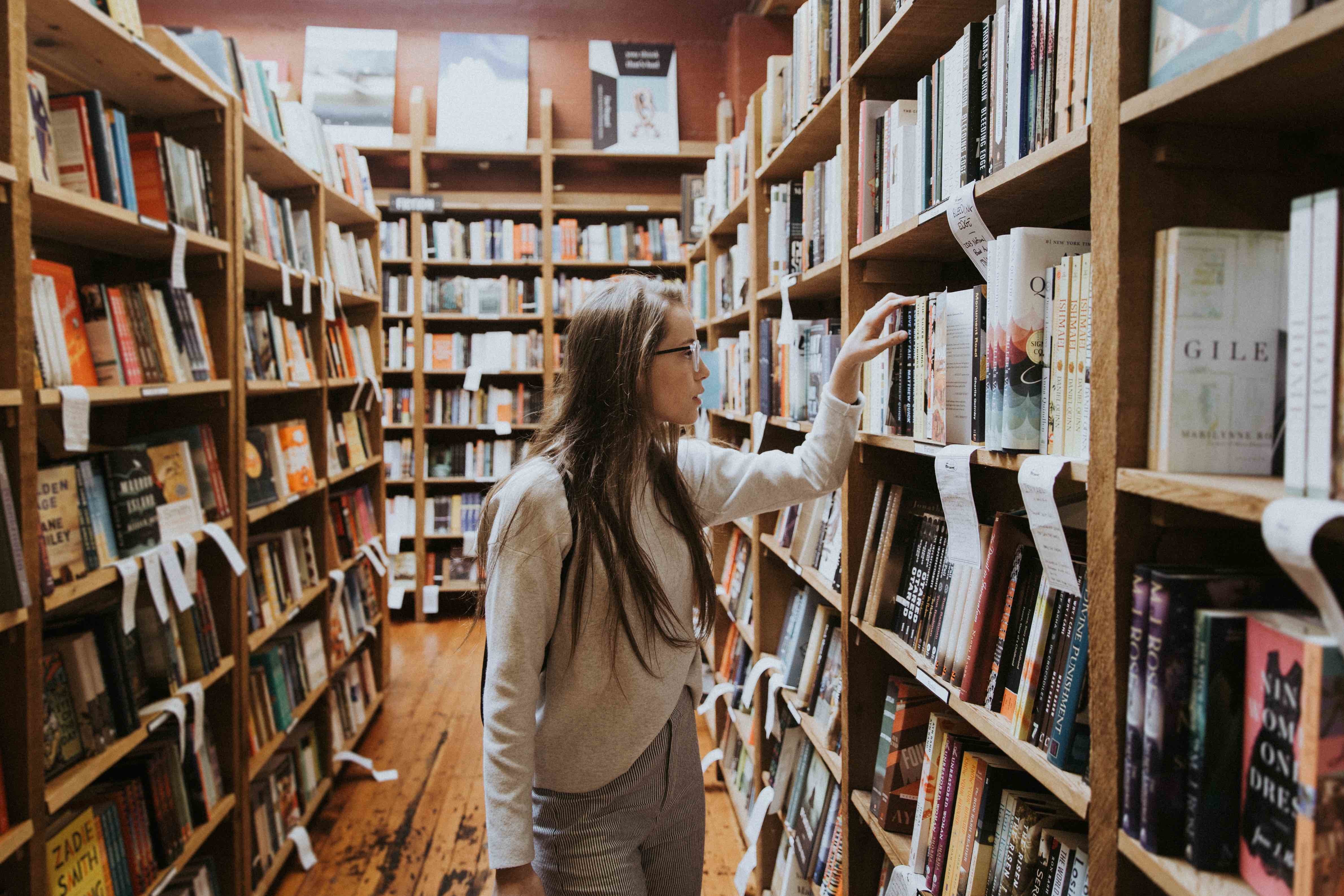 browsing library shelves