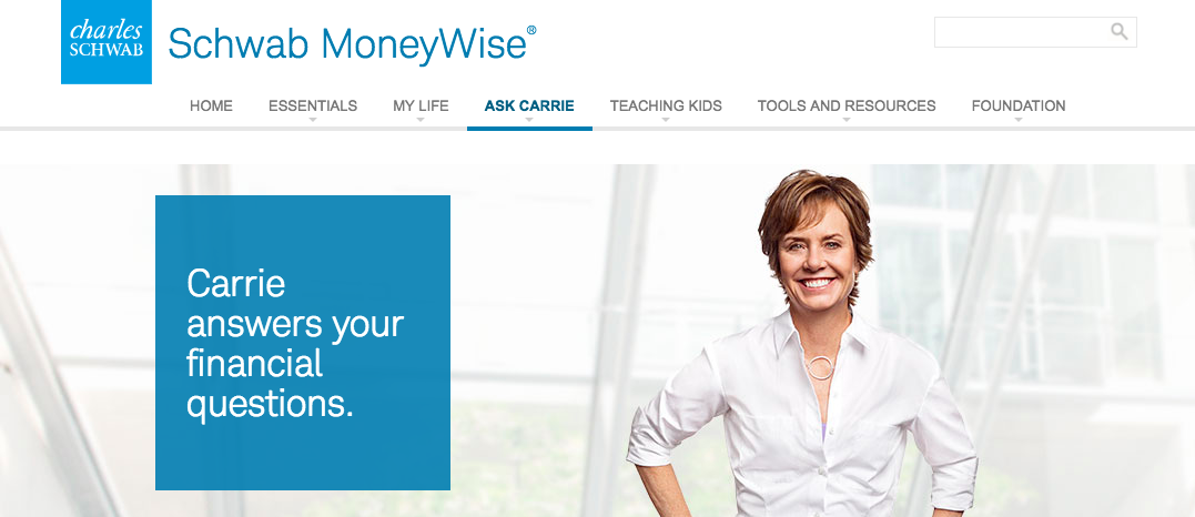 Screen capture from Schwab MoneyWise website.