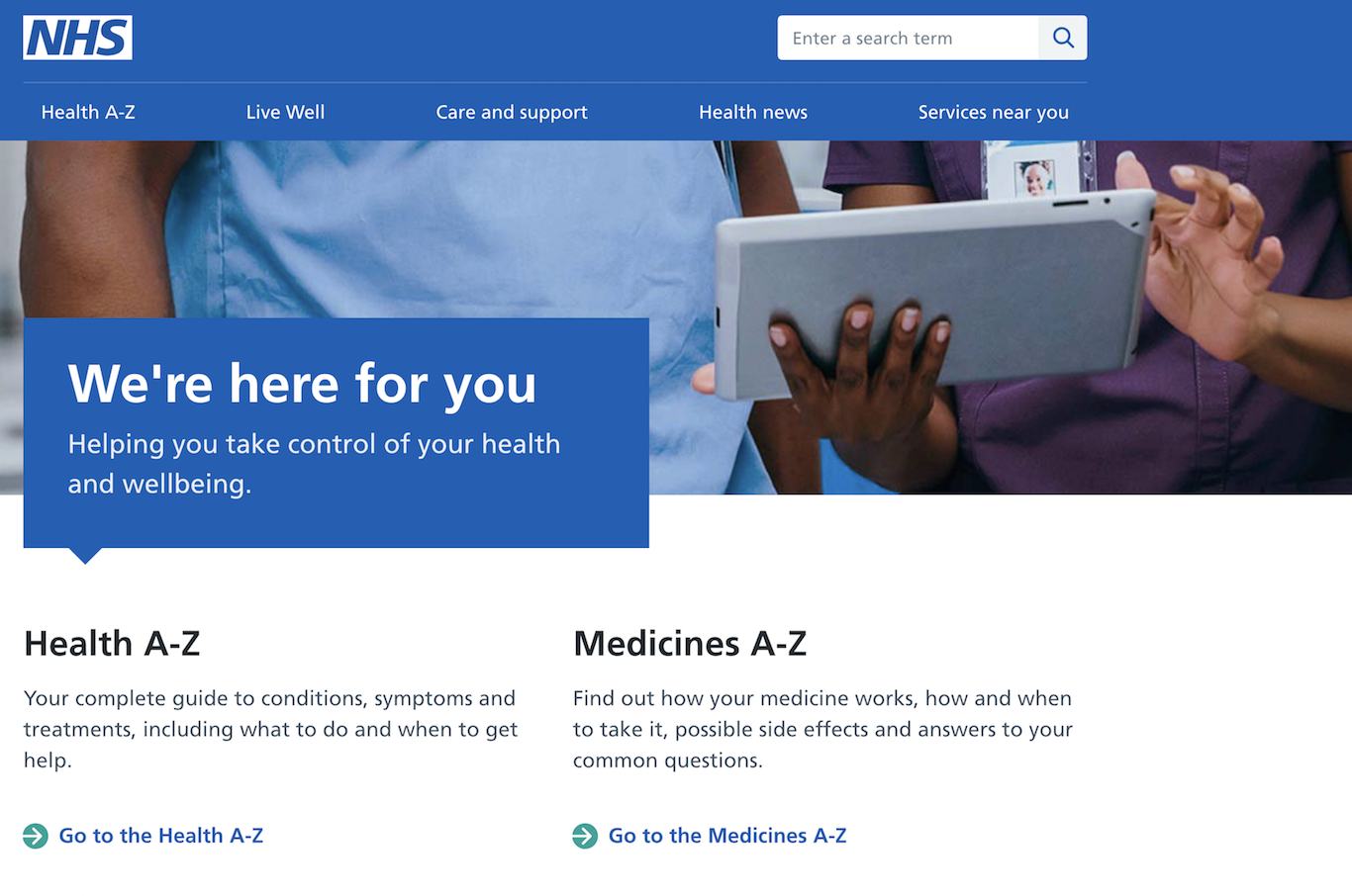Home page of nhs.uk