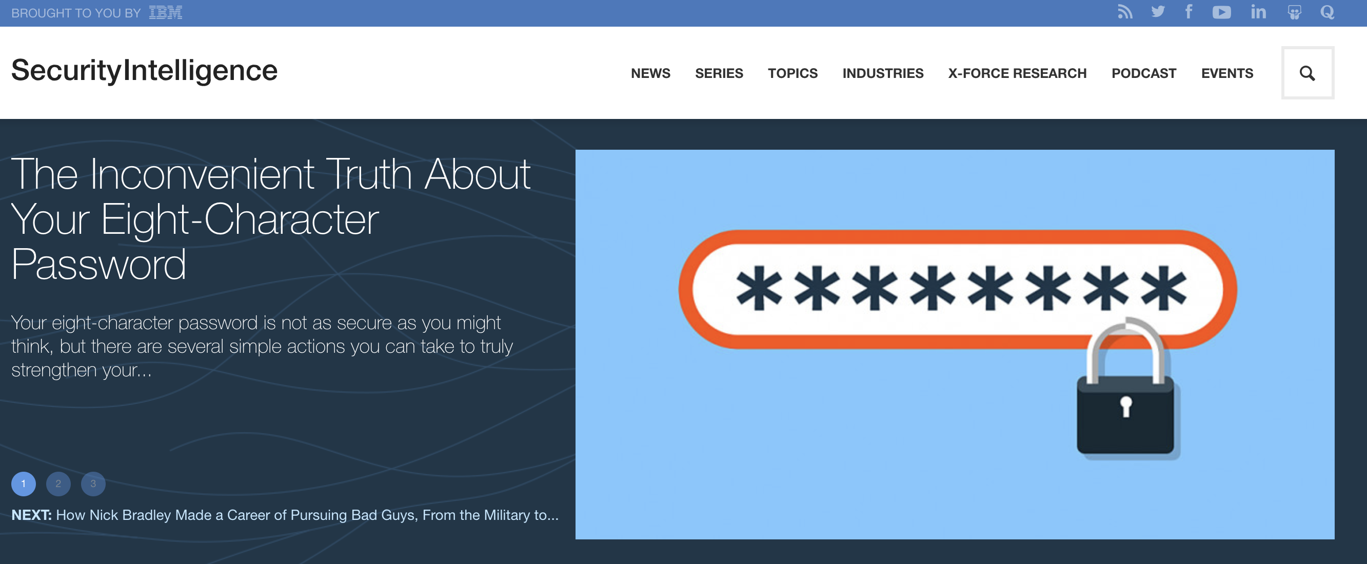 Home page screenshot of SecurityIntelligence.com