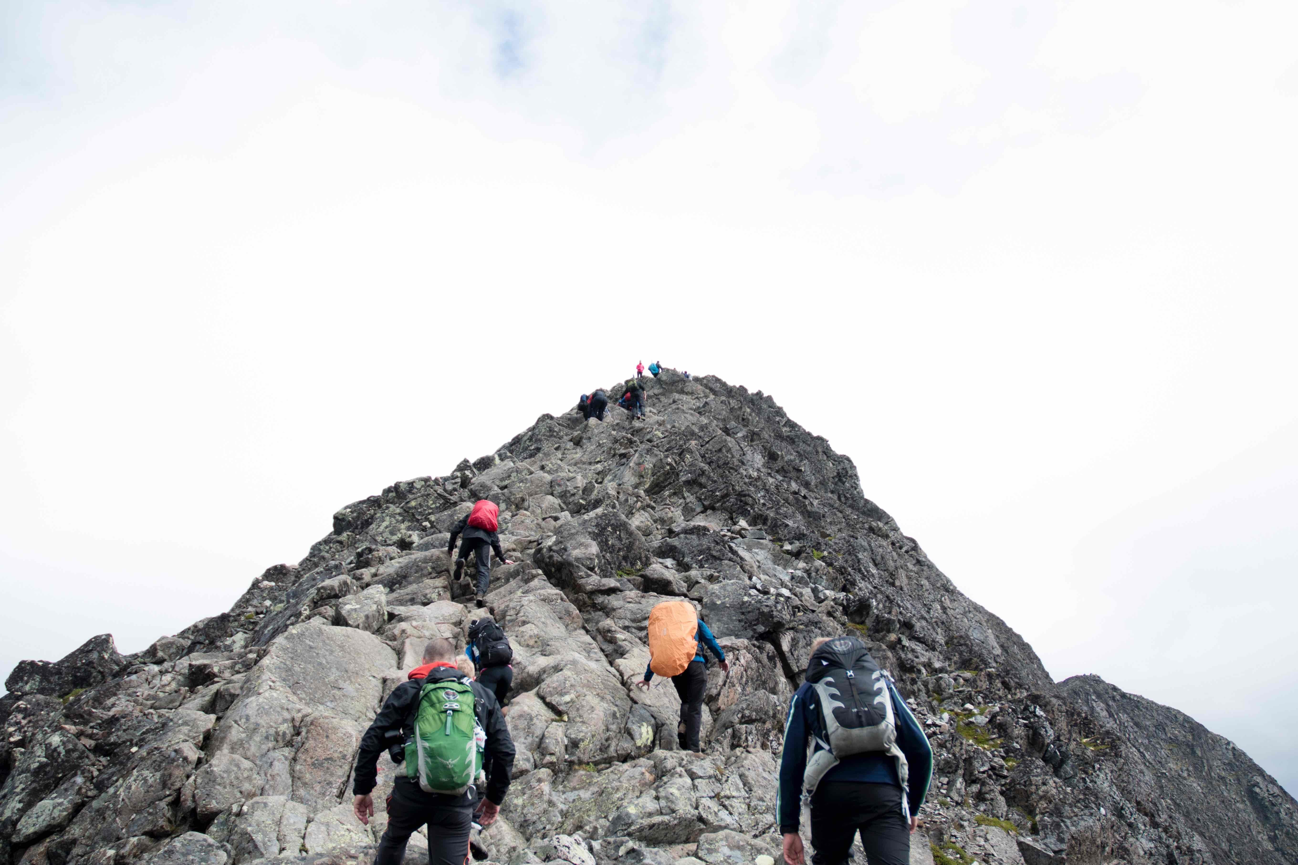 team mountain climbing