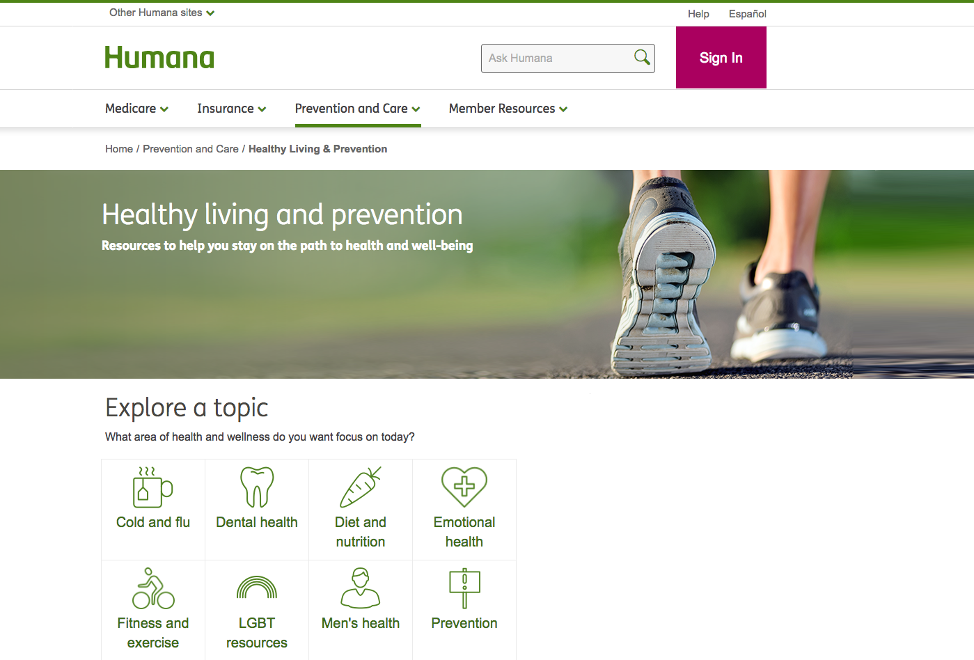 Screenshot of Humana blog