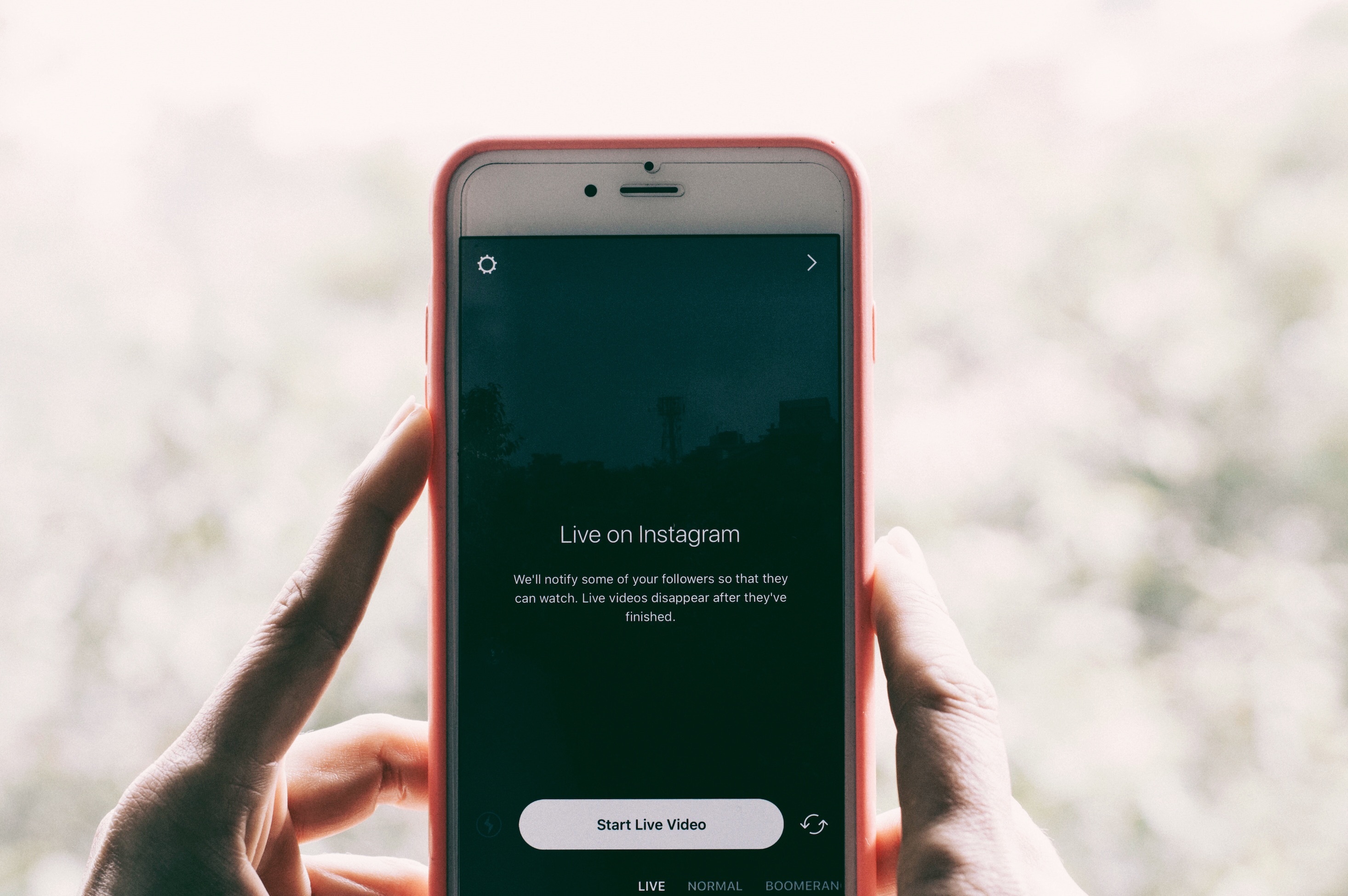 Smartphone showing Instagram Live