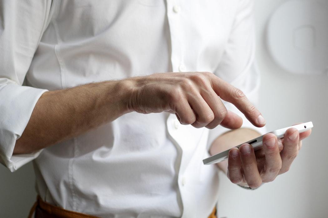 Man holding smartphone