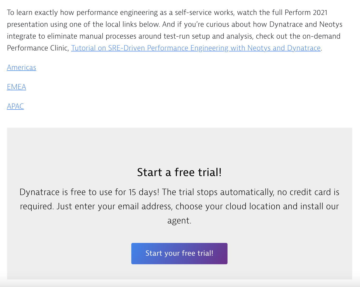 Screenshot of a Dynatrace article featuring a Demo Request CTA