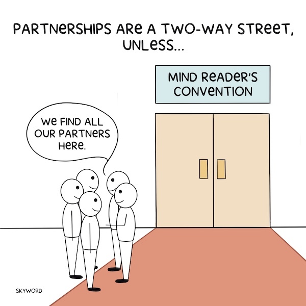 Doodle of partners aren't mind readers